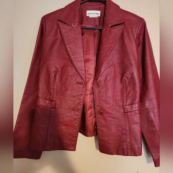 Jackets & Blazers - Vintage David Benjamin Genuine Leather Coat in Ocher Red in Size 12
